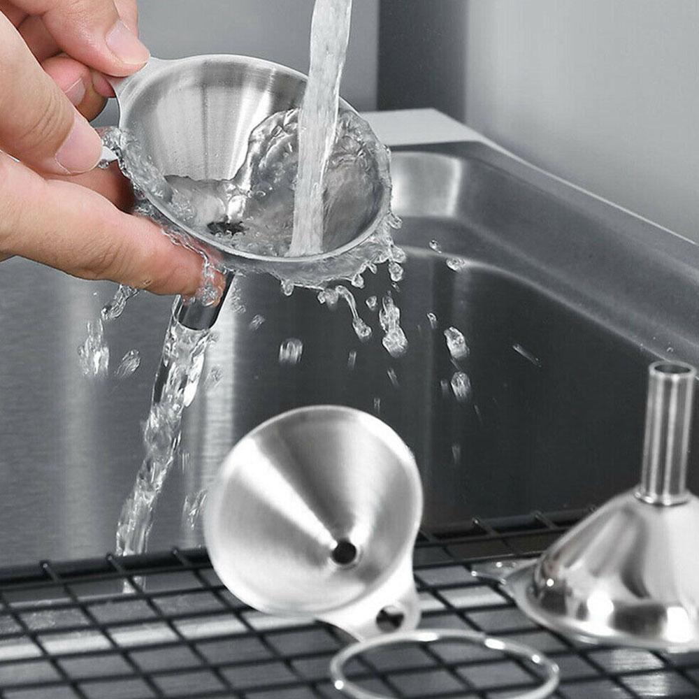 3 w 1 przenośny stalowy mini metalowy lejek zestaw lejek robić domu oddzielający lejek przyprawa robić oleju kuchennego akcesoria Q5R9