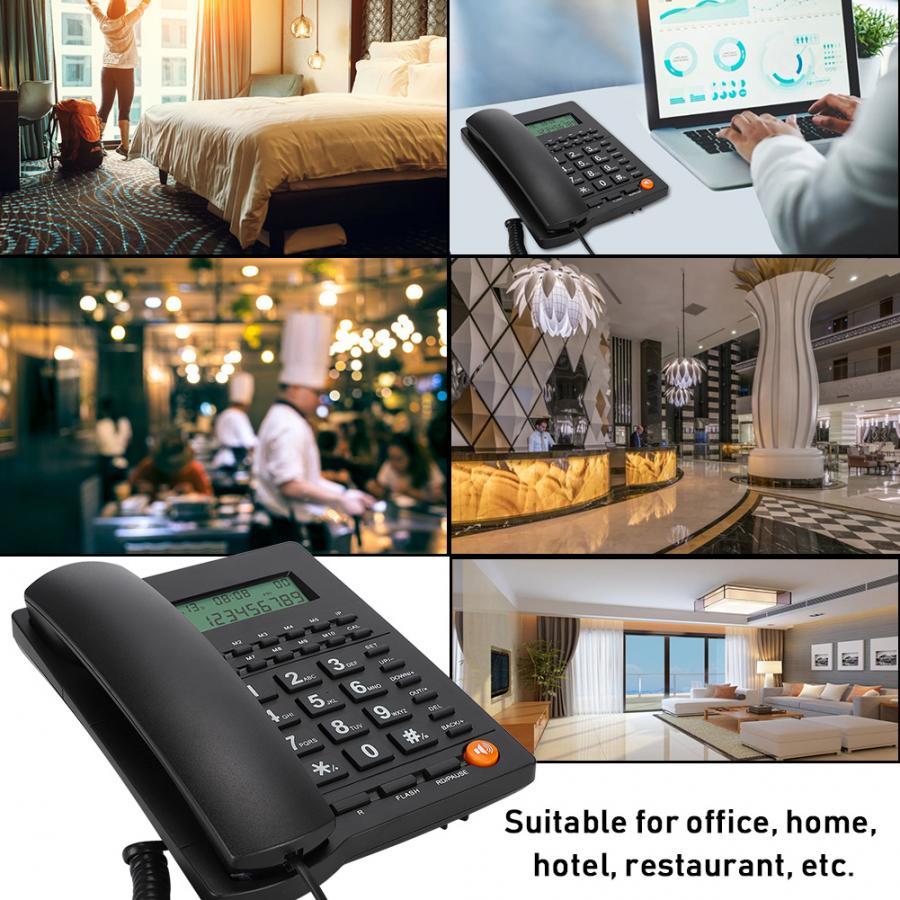 bureau maison L019 téléphone fixe à domicile identification de l'appelant appel téléphonique LCD luminosité réglable mains libres cadran arrière numéro stockage