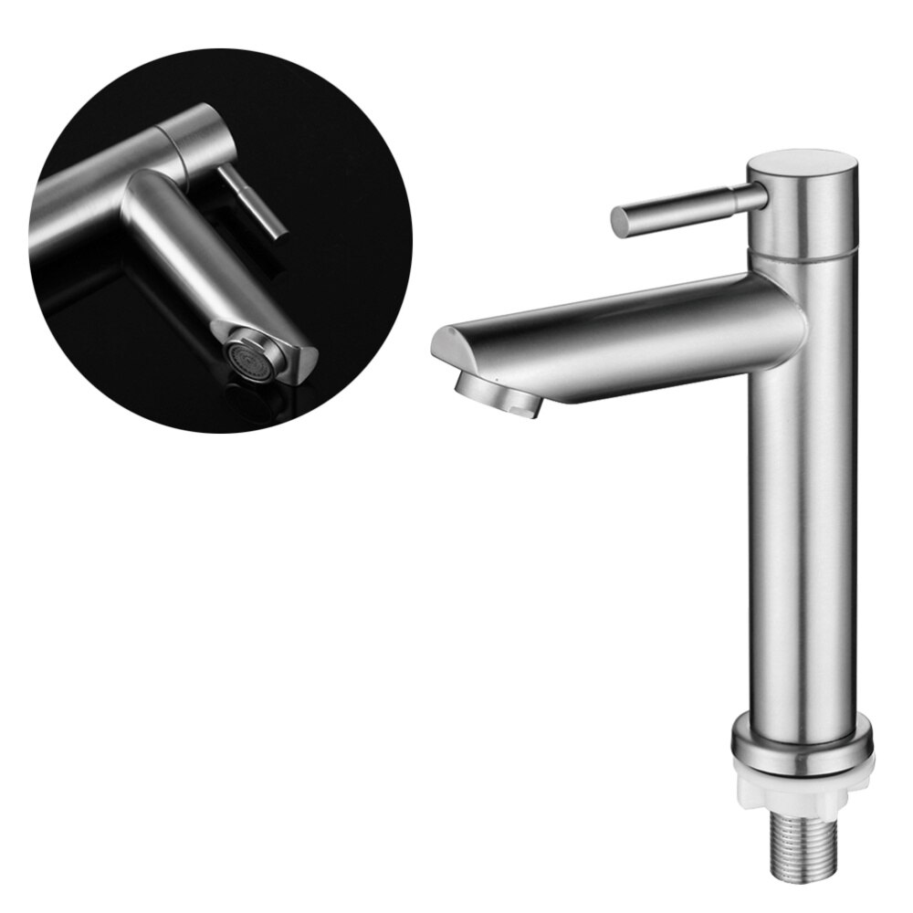 Single Cold Water Stainless Steel Water Faucet Basin Faucet Washbasin Basin Faucet Silver
