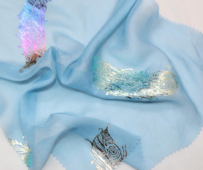 Dancing Dress Cosplay Chiffon Fabric Crepe Thin Magic Feather Fabric Cosplay Sewing Bronzing Wedding Costume DIY: 25 light blue