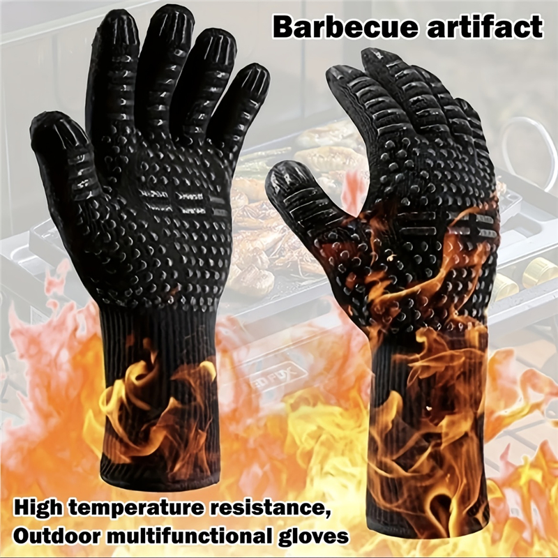 1/2 Stück hochtemperaturbeständige Grillhandschuhe, feuerfeste Ofenhandschuhe 500 800 ℃ Wärmeisolierende Mikrowellenhandschuhe zum Grillen