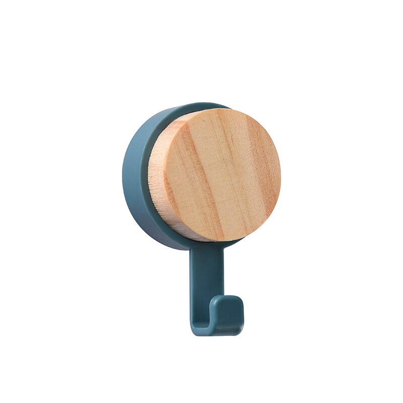 Perchas de madera para colgar en la pared, accesorios de decoración del hogar, de almacenamiento para colgar ropa perchero, llavero: Deep blue - 1 Hooks
