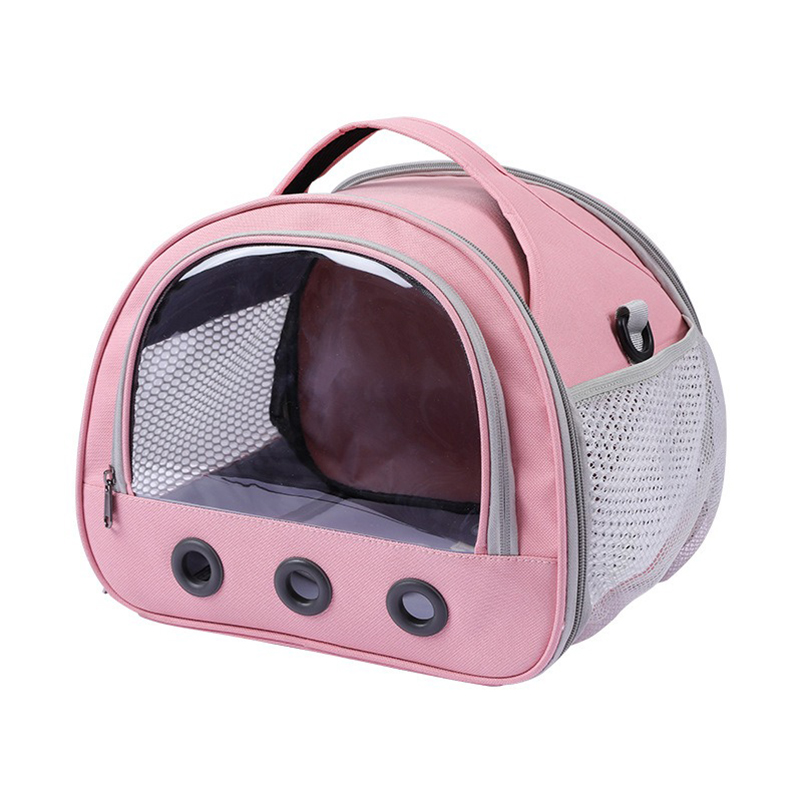 Bolsa transportadora para gatos, perros, pájaros y conejos con cojín de algodón grueso, mochila de aviación para mascotas, bolsa de viaje portátil antisufocación, bolsa para perros y mascotas: L / Rosa