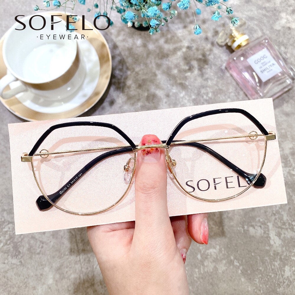 Montura de gafas óptica Retro de leopardo para mujer, montura de gafas graduadas para miopía, anteojos Vintage antiluz azul UV: Black Gold