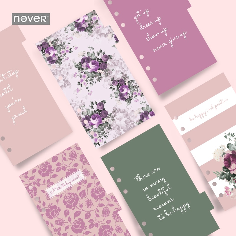 Nooit Rose Serie A6 Planner Verdelers Index Pagina 'S Voor Filofax Spiraal Notebook Filler Papers Diary Bookmark 6 Vellen Briefpapier