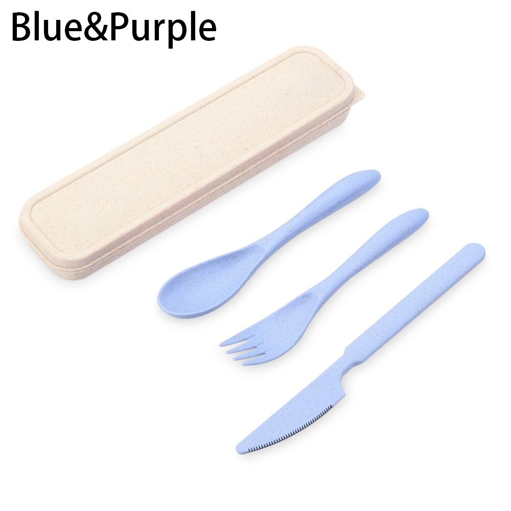 Cuillère à soupe en plastique Portable, paille de blé , à Long manche, vaisselle de table, outils de cuisine pour enfants: Blue Purple