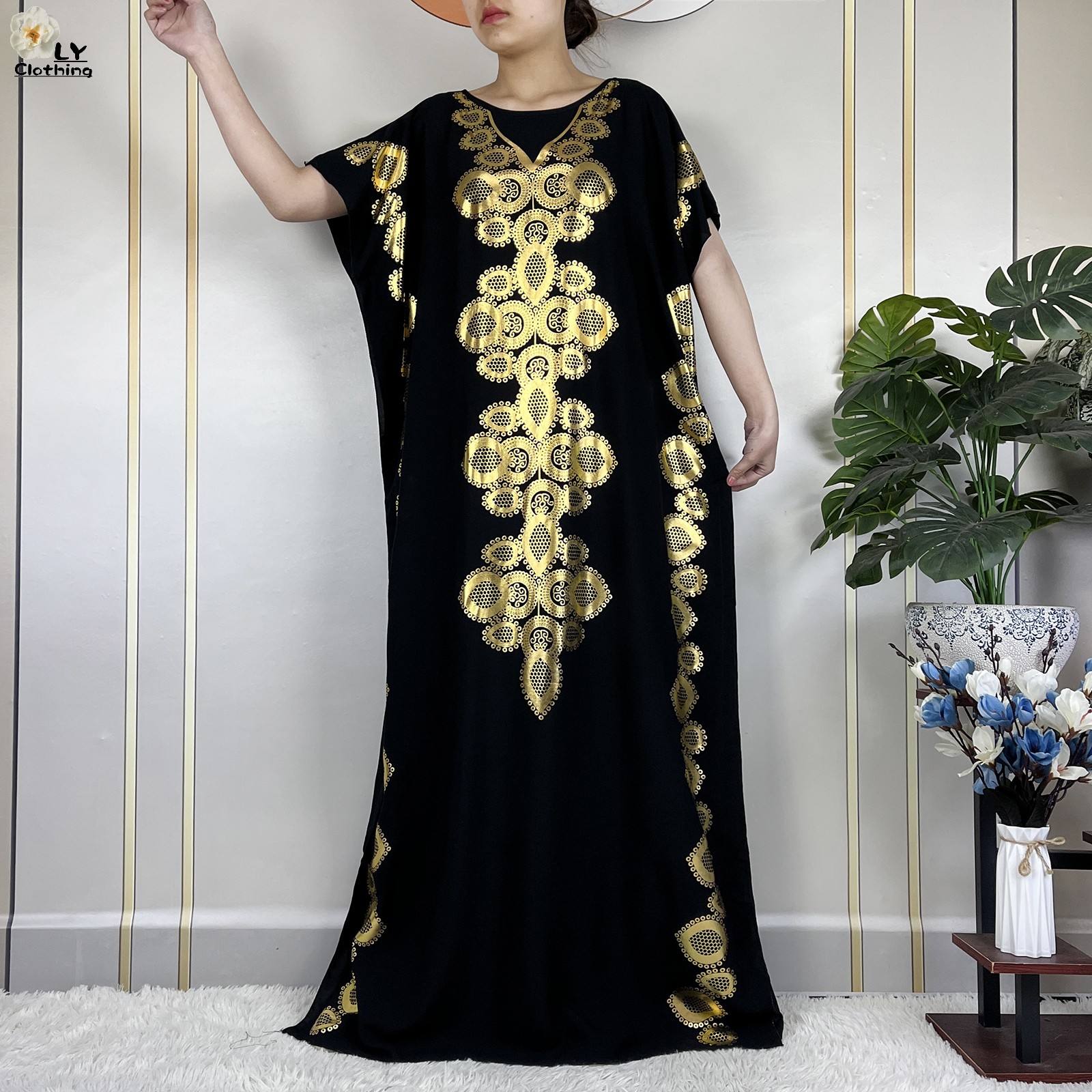 Stijl Afrikaanse Abaya Zomer Korte Mouw Losse Jurk Katoenen Moslim Maxi Femme Jurk Met Grote Sjaal Dubai Islam Casual Gewaad