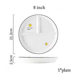 8 Inch Keramische Ronde Verdeeld Plaat 11 Inch Rechthoek Voedsel Schotel Voor Ontbijt Diner Fruit Dessertbord Keuken Servies: 8 inch plate-2