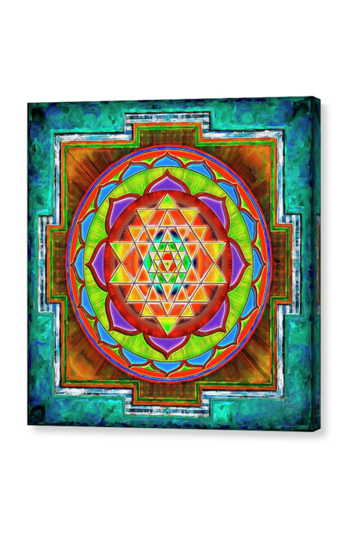 Sri Yantra Canvas Table-Abundance-Blessings-Chance-Fertility-40cm X 40Cm