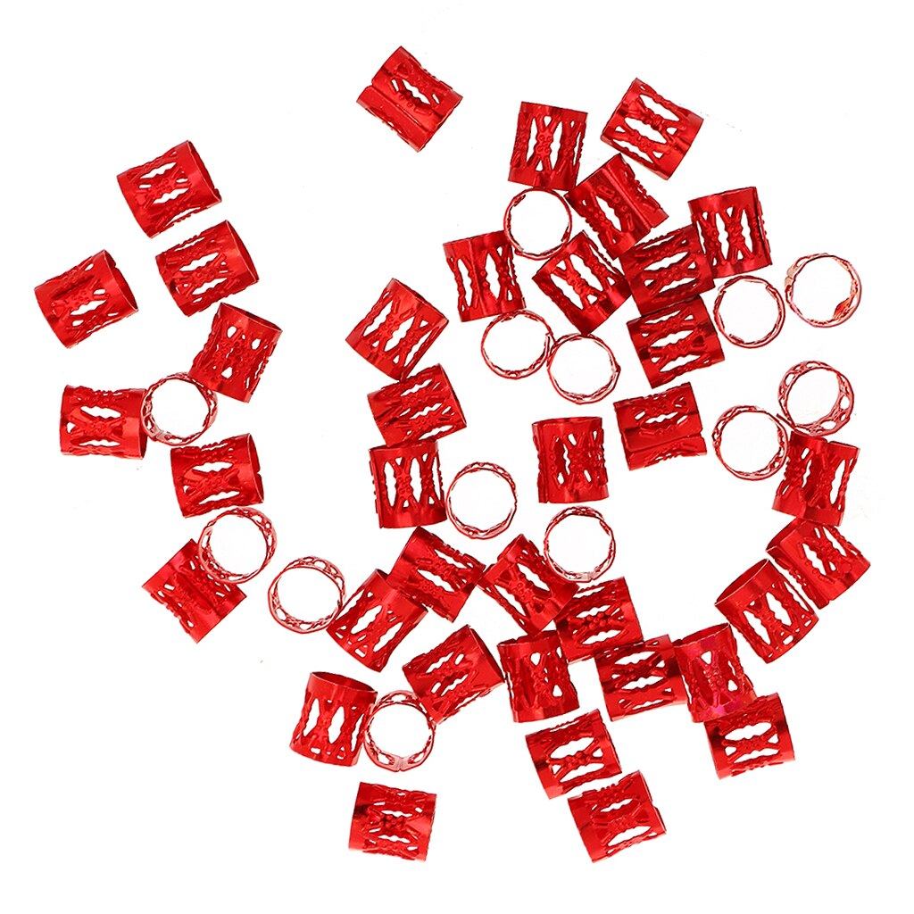 50 Pcs Aluminum Hair Coil Dread Locks Hair Braid Rings Set s Metal Hair Cuff Hair Braiding Bead For Hair Accessory