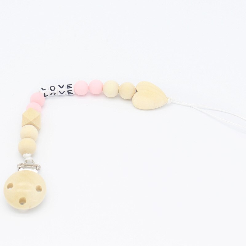 Personalisierte Holz Schnuller Clips Zahnen Schnuller Schnuller Clips Baby Schnuller Halfter Zahnen Spielzeug Kette Halfter für Nippel: Rosa Clip