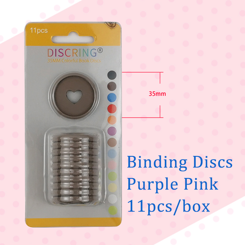 11pcs/1box Colour Mushroom Hole 35mm Plastic Matte Binding Discs Notebook Binder Ring Discs Button Planner Binder DIY Scrapbook: Purple Pink