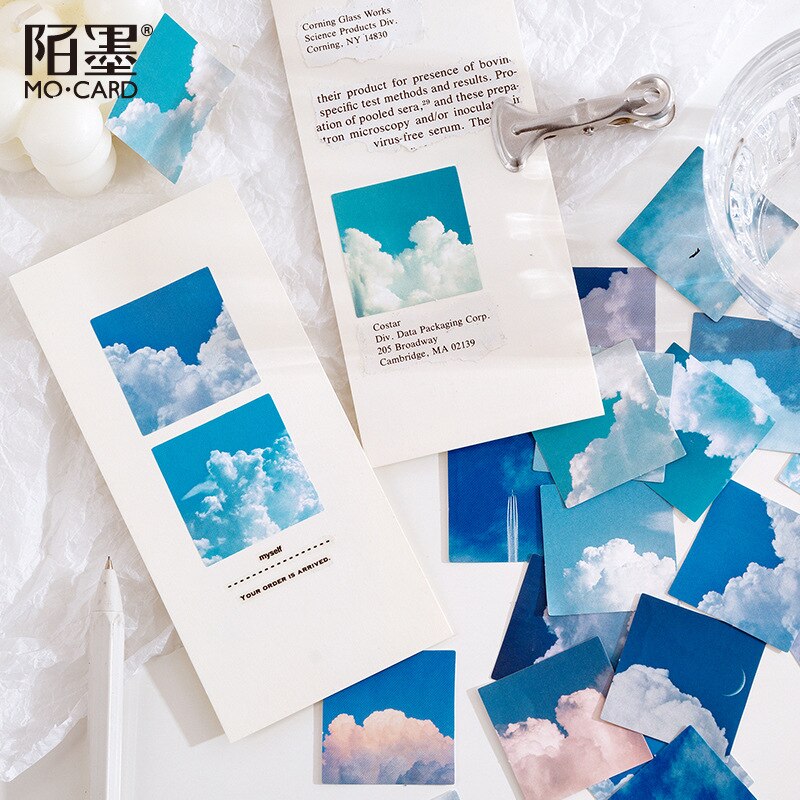 46pcs/box Blue Sky Clouds Stickers Decorative Journal Stickers Scenery DIY Diary Album Scrapbooking Mini Craft Stickers Label