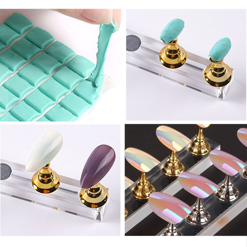 Multi-Color Magnetische Nail Tip Display Magneet Nail Art Praktijk Stand Houder Uv Gel Polish Met Plank Manicure Tools
