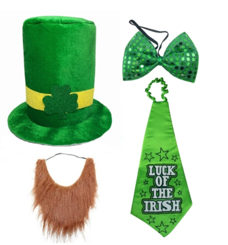 St. patrick's Tag gastgeschenke-einstellen: kleeblatt, grüner Hütte, fliege, lange krawatte, Bart – für irische partyartikel, dekorationen und spielzeug: A