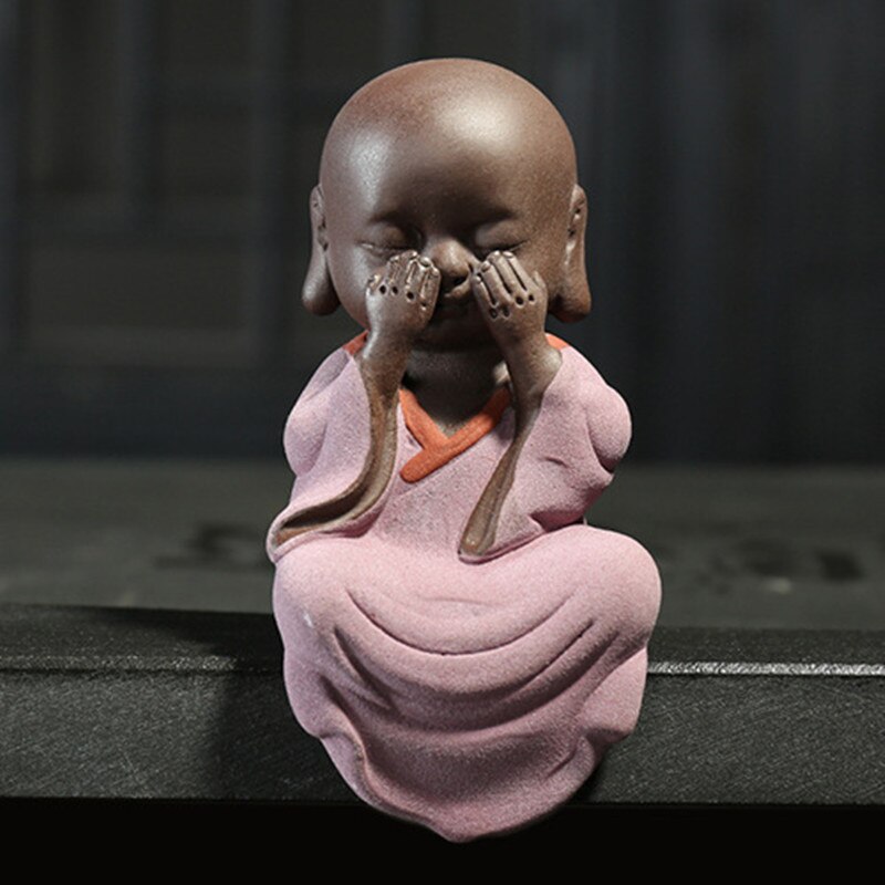 Paars zand thee huisdier monnik zen sierlijke sculptuur accessoires huisdecoratie artistieke decoratie boeddhabeeld.
