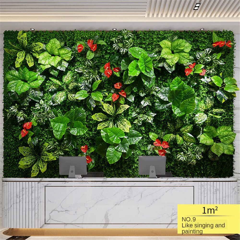 Aritfiske planter blomst grønne væg topiary hæk egnet til boligindretning uv beskyttet baggrund udendørs have hegn privatliv: P 9