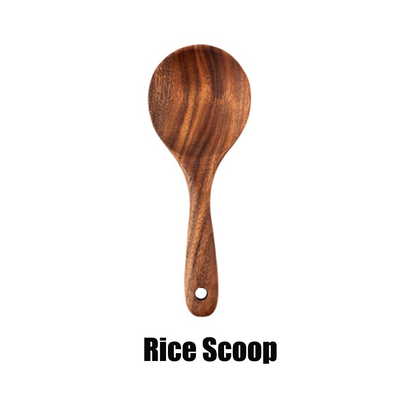 7 Uds. De cucharas de madera para cocinar juego de utensilios de cocina Cocina de madera conjunto de accesorios para cocina espátula de madera herramientas de cocina vajilla: Rice Scoop