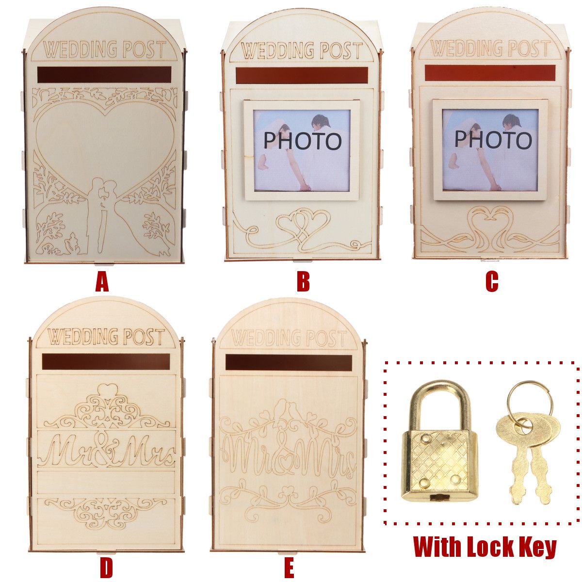 Diy Wooden Wedding Supplies Mailbox Royal Mail Style Ornaments Wedding Post Box Card Boxes with a Key