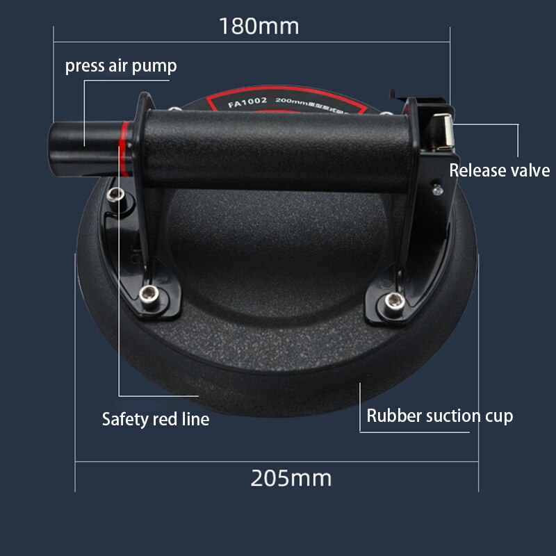 Vacuum Suction Cup 520lbs With ABS Handle Heavy Duty Lifter For Granite Tile Glass Manual Lifting Handling Tool + Plastic box