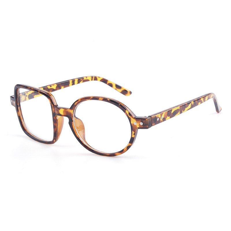 CUBOJUE Transparent Glasses Women Men Ultra-light Non-prescription Eyeglasses Frame One Round One Square Clear Lens: leapord