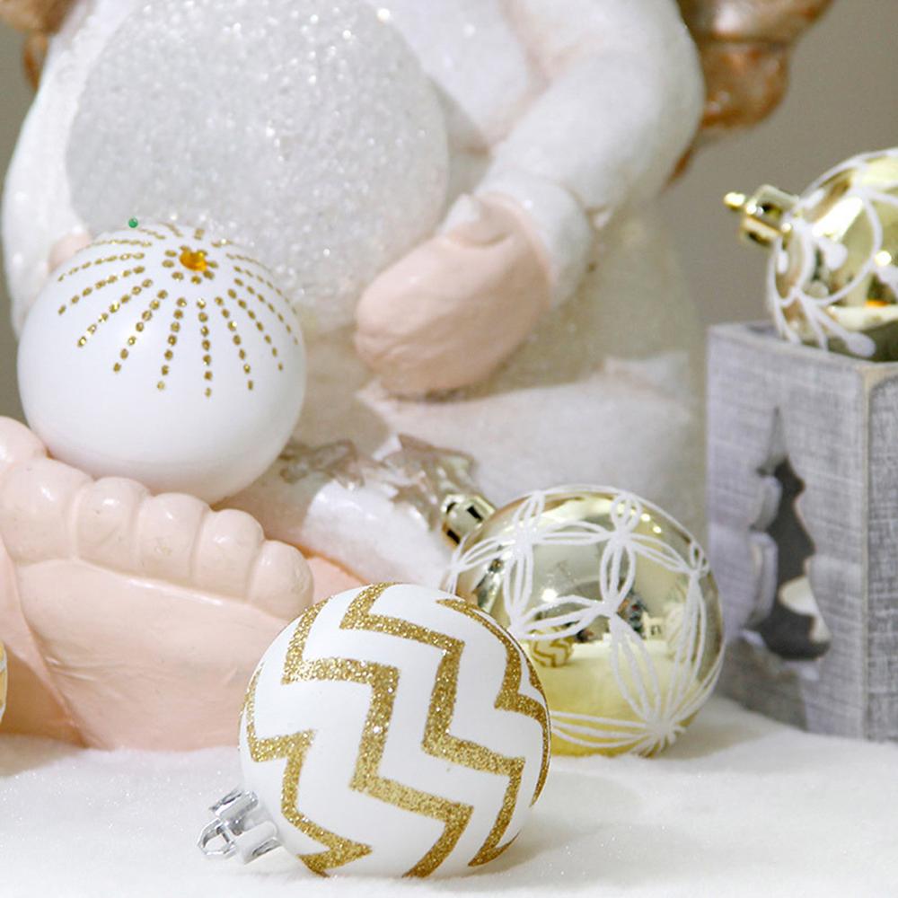 24 stk hvidguld blandet juletræ dekoration jul bolde fest vindue hjem furn jul hængende bold ornament decorati