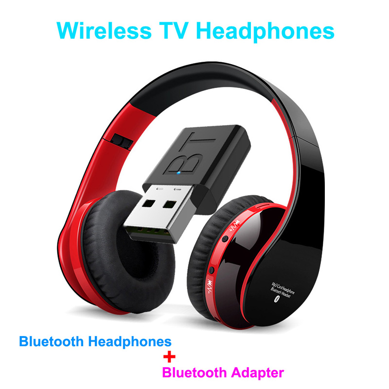 Bluetooth TV Headset, HiFi bluetooth Headphone Deep Bass Wireless TV Headphone with Transmitter Stick For TV Computer Phone