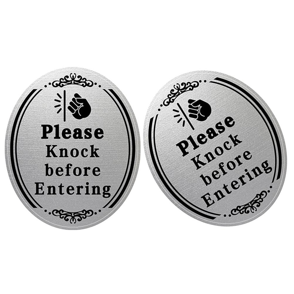 Vennligst bank før du går inn dørskilt klistremerke vanntett sterk selvklebende dekorativ plate for vegger dører vinduer innganger