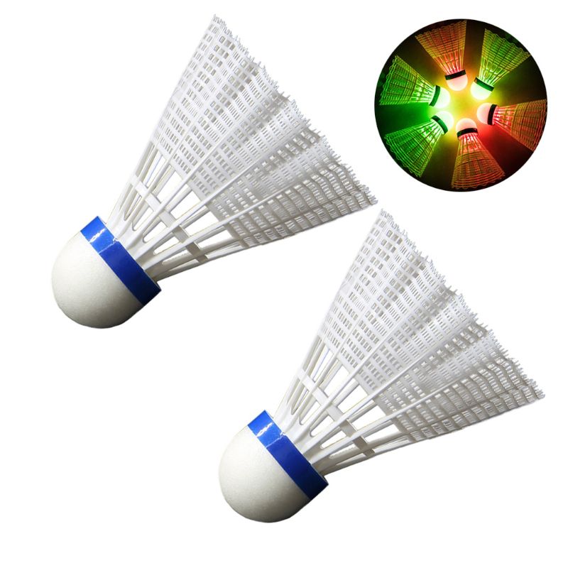 2 Stuks Led Verlichting Badminton Birdies Glow In The Dark Night Nylon Shuttle: Default Title