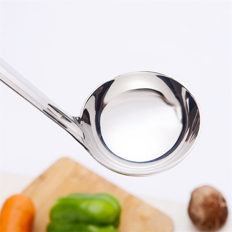 QueenTime-cucharón para sopa de acero inoxidable con mango largo, cuchara agitadora, utensilios de cocina para cocinar, cucharas duraderas para salsa y comida