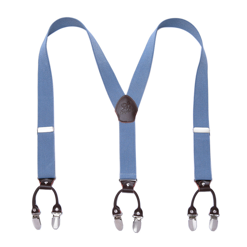 men&#39;s Suspender Elastic Leather 3.5 Cm Width Adjustable Elastic X Back Clips Men&#39;s Trousers Wedding Suspension 13 Colors: gray