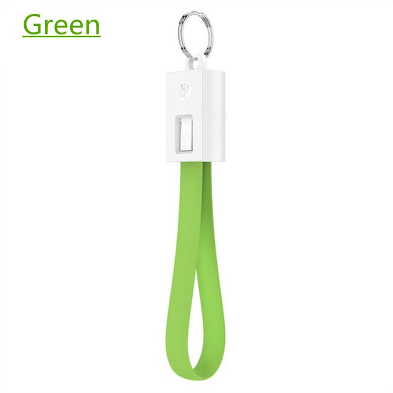 Portable USB Cable Keychain Type C Micro usb Data Short Cables For Samsung S9 Huawei Xiaomi Mi9 Mini Key Chain Charger Cord Wire: Green / For iPhone