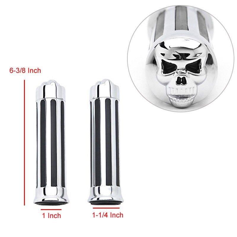Custom Cruiser Bike Grips Black Skull Motorcycle Hand Grips For