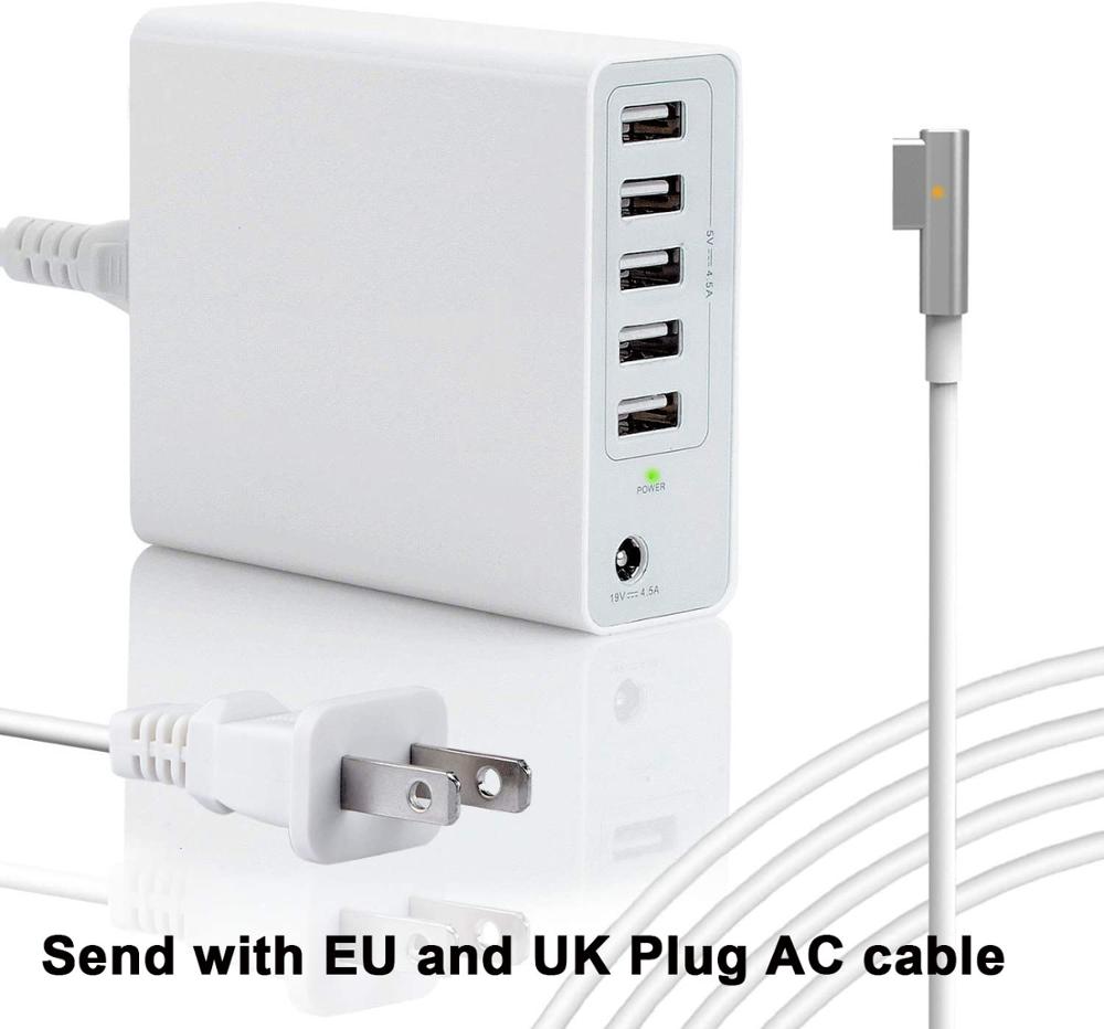 85W Charger for MacBook Pro 15 17 A1286 A1211 For Magnetic 1 L- Tip A1290 A1297 A1226 A1175Power Adapter w/ 5USB Ports