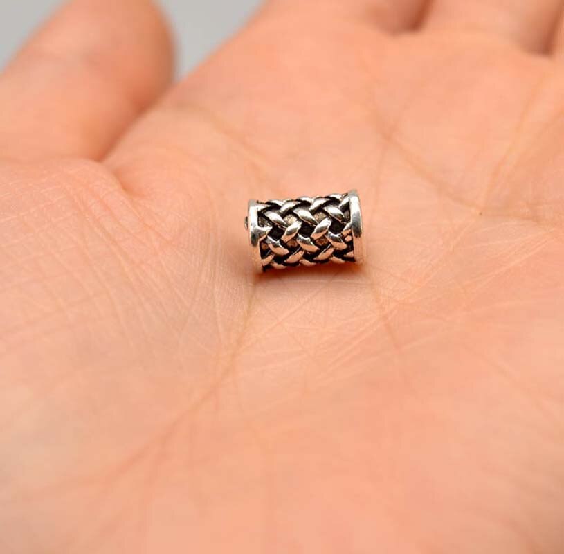 10 stk gammel sølv viking rune hår flette dread beard dreadlock perler ringer rør ca 3mm indre hull smykker