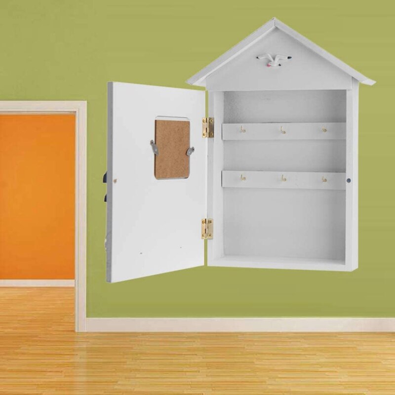 ! Mediterranean Style Key Cabinet Wood Nautical Style Wall Mounted Wooden Key Holder Storage Box Cabinet