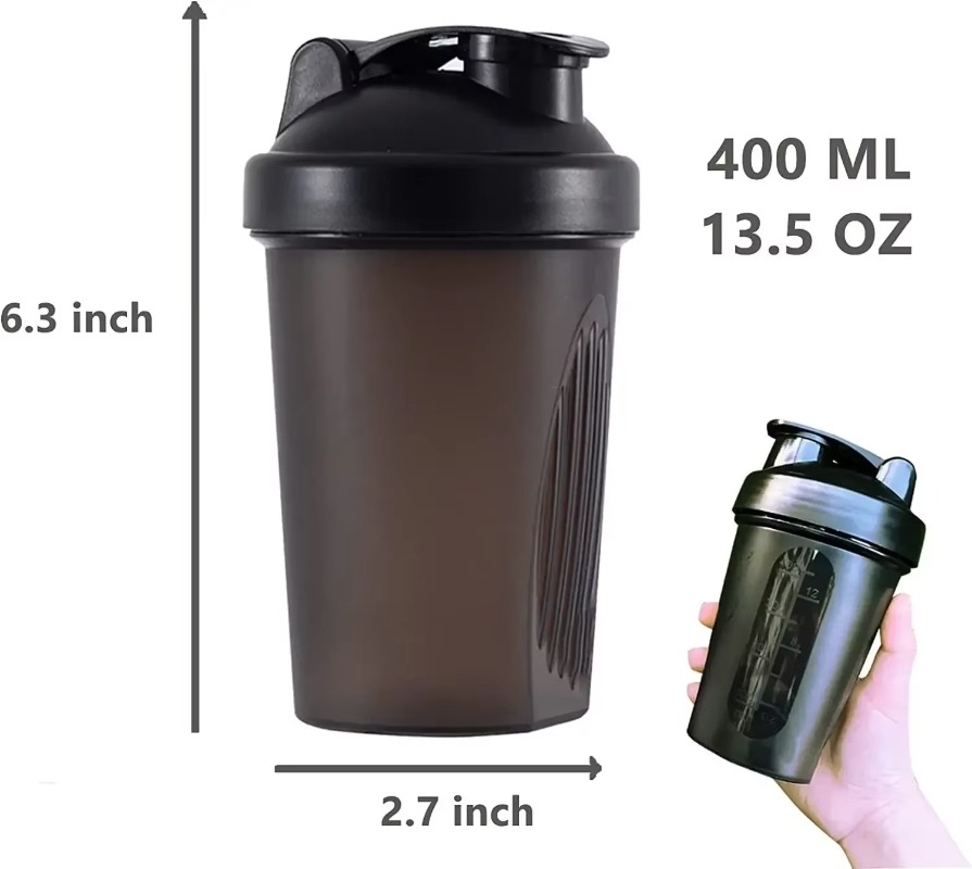 Sports shakerflasker vannkopper myseproteinpulver mikserflaske lekkasjesikker fitness gym shaker utendørs bærbar drikkekopp 400ml