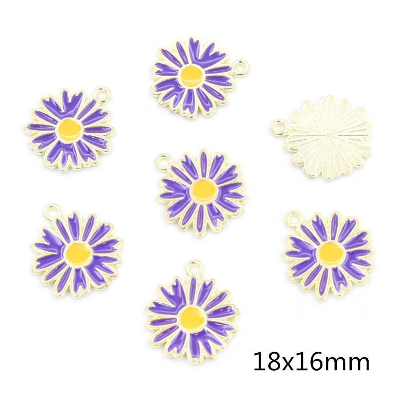 20Pcs 7-Kleuren Legering Metal Olie Colorblock Madeliefjes Charme Bloem Hanger Voor Diy Armband Ketting Sieraden Maken bevindingen: orange
