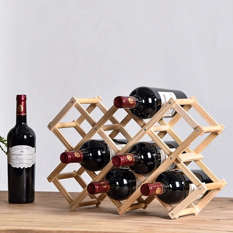 Wine Racks Wooden Wine Bottle Holder 10 Bottle Holder Mount Bar Display Shelf Folding Wood Organizer Wine Racks Men