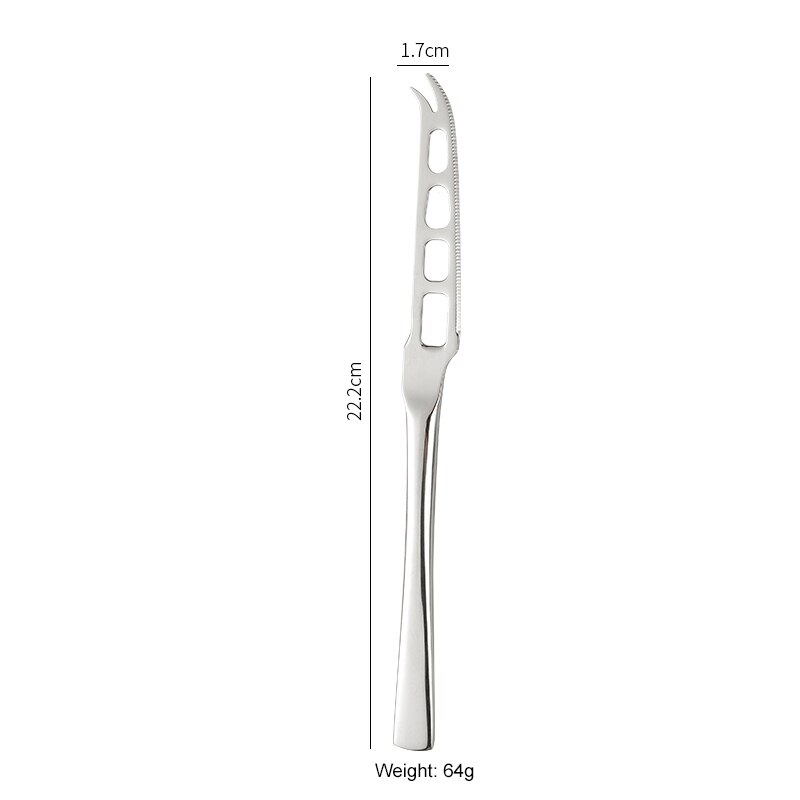 Stainless Steel Cheese Knife With Fork Tip Serrated Cheese Butter Knife Slicer Cutter Cheese Tools Breakfast Bread Jam Spreader: Silver