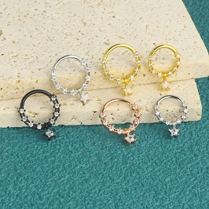 1 pièces cristal Septum cerceau Clickers nez anneau Cartilage Piercing Helix cerceau boucle d'oreille Tragus bijoux Daith cerceaux Rook boucle d'oreille Lobe