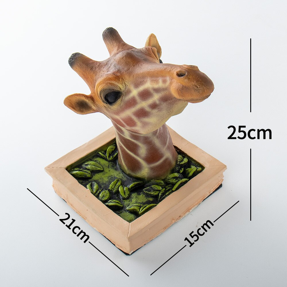 Wall Mounted Animal Head Giraffe Sculpture Wall Bust Latex Foam Wall Hanging Decor for Kids Room Living Room Bar Home Decoration