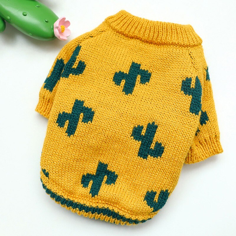 Huisdier Trui, Coltrui Gebreide Jumper Hond Trui Warme Jas Schattige Puppy Kat Kleding Geel Xs