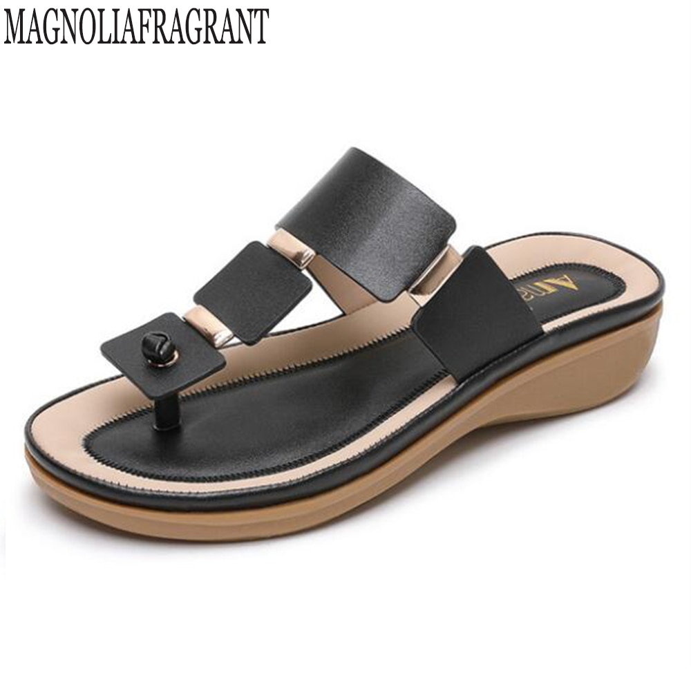 Kvinner tøfler flip flops sommer strand sko kiler slides jenter flate sandaler bohemiske fritidssandaler og tøfler  hy155