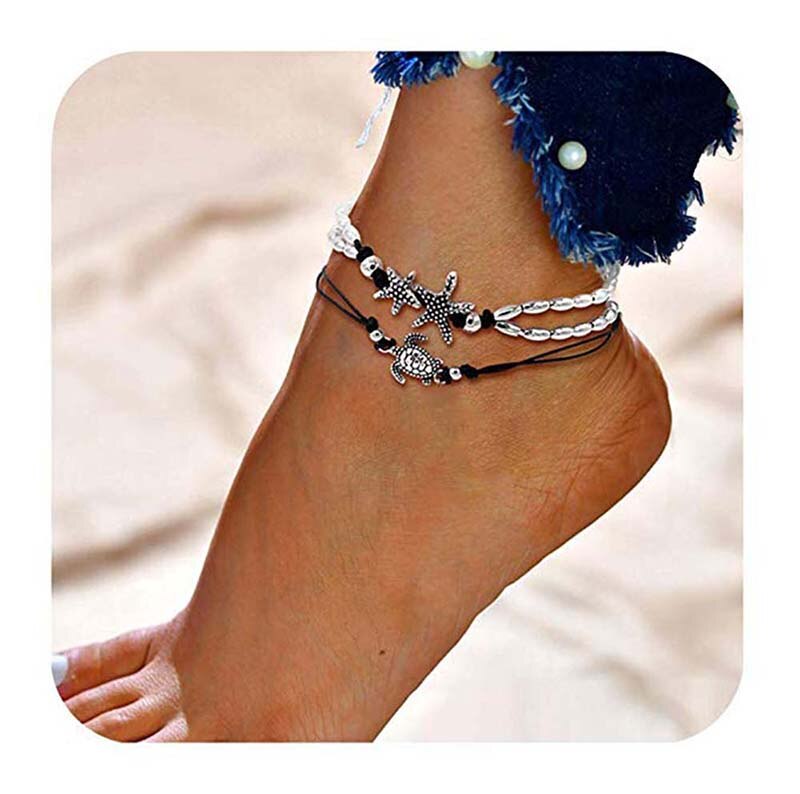 Heart Female Anklets Barefoot Crochet Sandals Foot Jewelry Leg On Foot Ankle Bracelets For Women Leg Chain Beach Summer: N