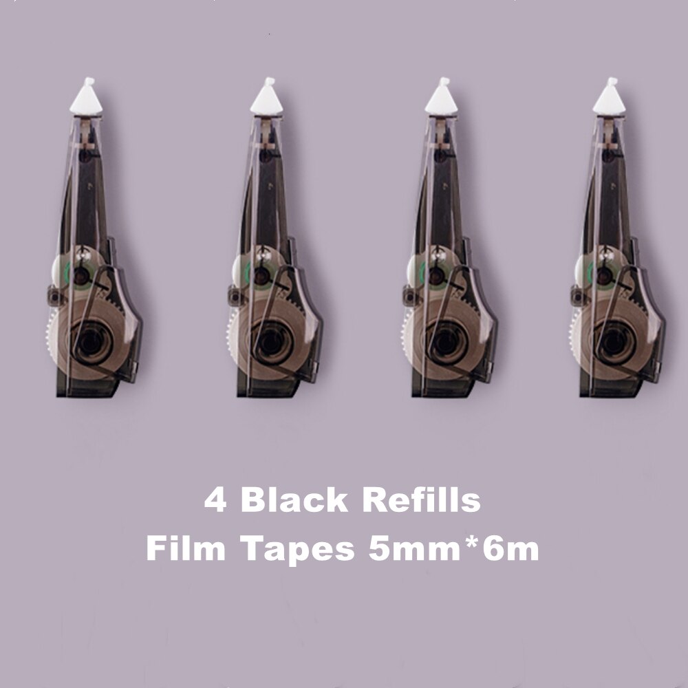 Deli Refillable Correction Tape Set 5mmx6m White Out Corrector for School Correction Supplies Stationery: 4 Black Refills