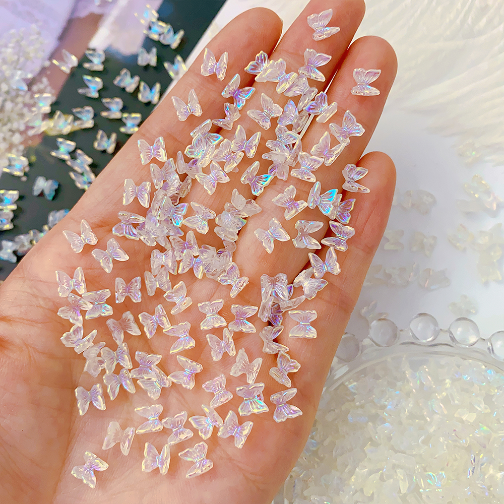20 piezas joyería de Hada y mariposa para uñas 3D, abalorio de celebridad Web, taladro de resina, decoración de uñas acrílicas, diamantes de imitación, suministro de manicura DIY: Blanco