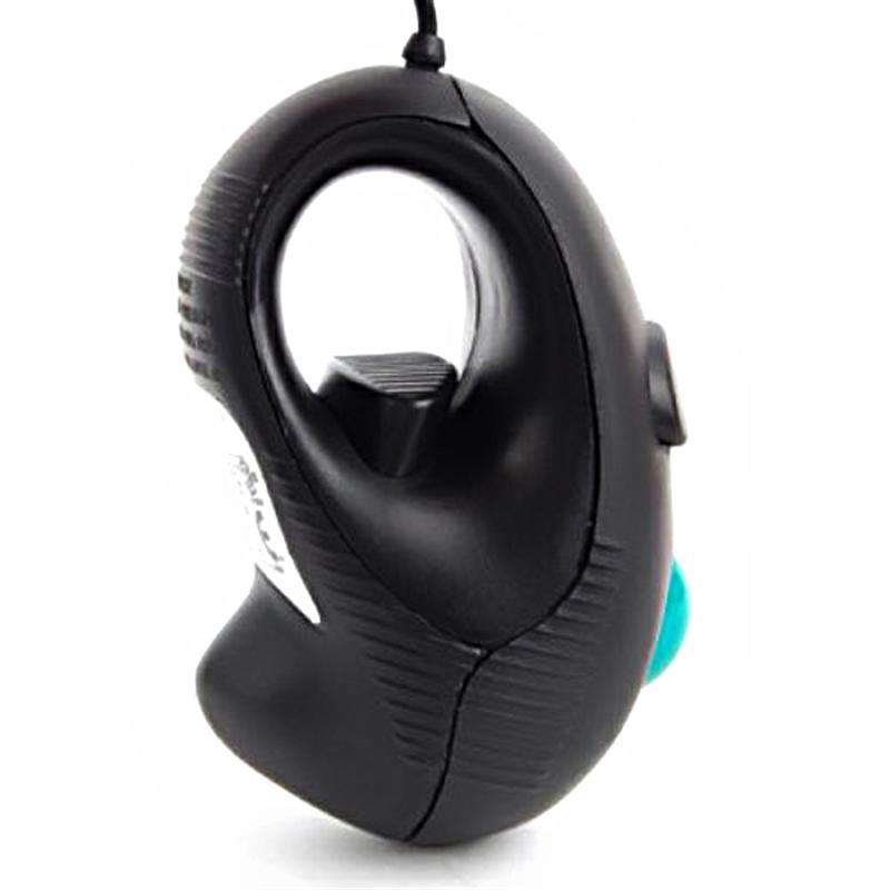 Portable Finger Handheld 4D USB Powered Mini Trackball Mouse (Black)