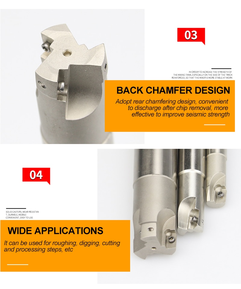 UCHEER 1pcs milling cutter arbor 300R end mill R0.8 alloy blade CNC machine tools open thick right Angle