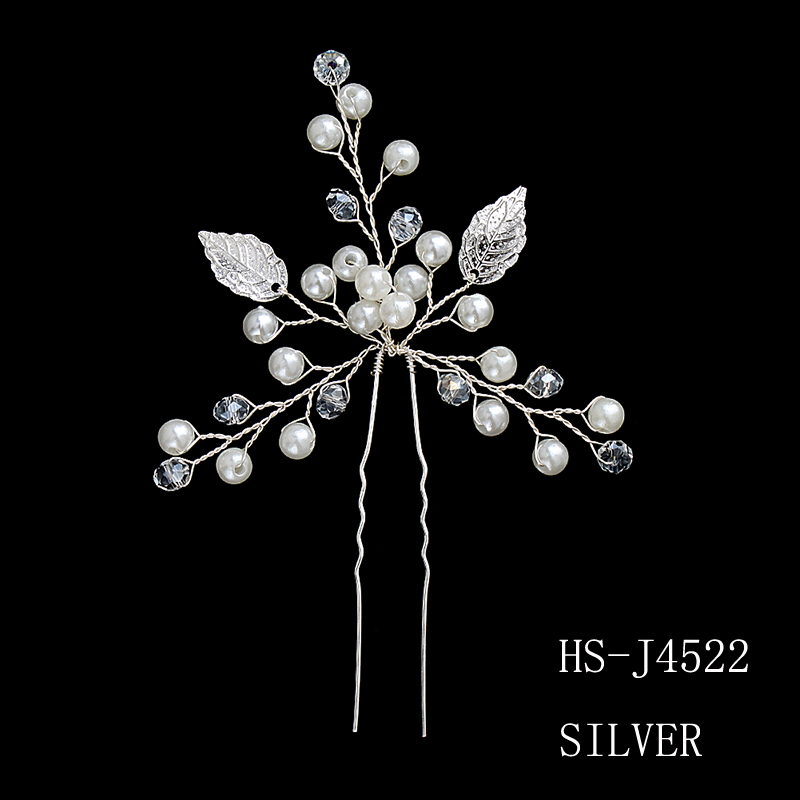 Épingles à cheveux en perles et strass pour femmes, couleur argent, bijoux de tête, bâton en cristal, accessoires pour cheveux de mariée, pince à cheveux de mariage: GRIS